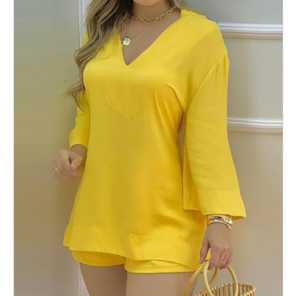 Two piece blouse and short set